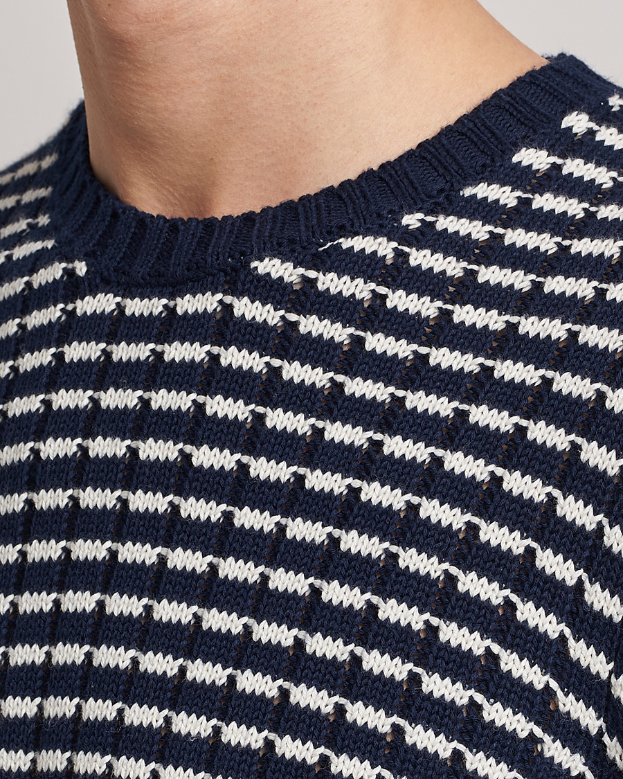 Herre | Gensere | Orlebar Brown | Lorca Organic Cotton Side Stripe Night Iris/Sea Mist
