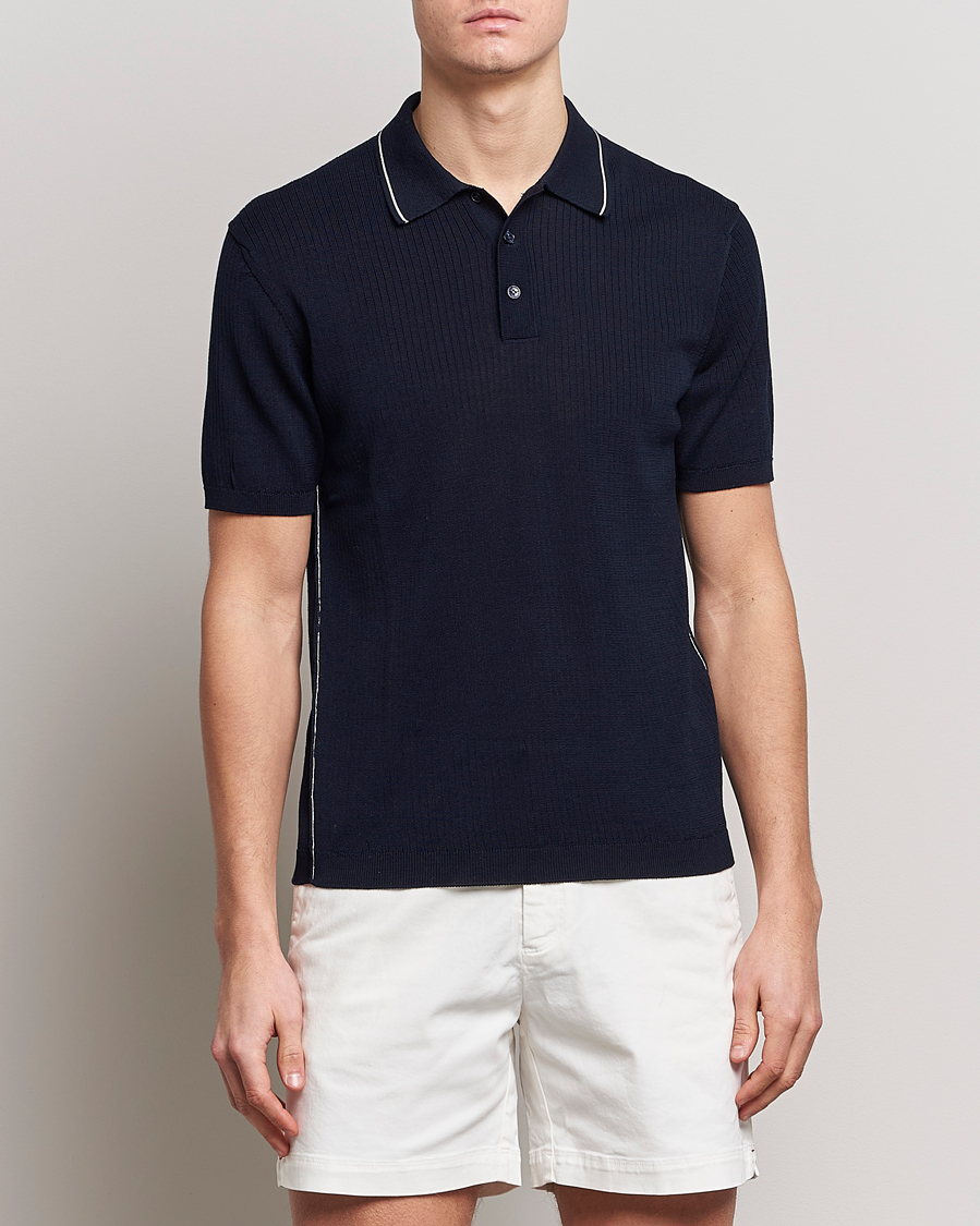 Herre | Pikéer | Orlebar Brown | Maranon Organic Cotton Rib Tipping Polo Night Iris