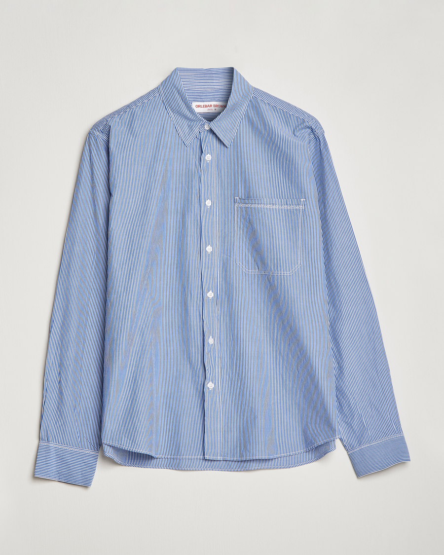Herre | Skjorter | Orlebar Brown | Grasmoor Relaxed Fit Striped Shirt Navy/White
