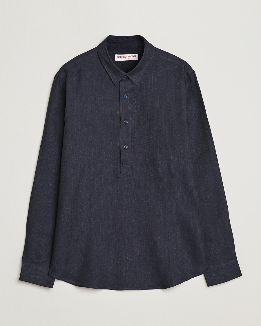 Herre | Skjorter | Orlebar Brown | Percy Smart Linen Shirt Dark Navy