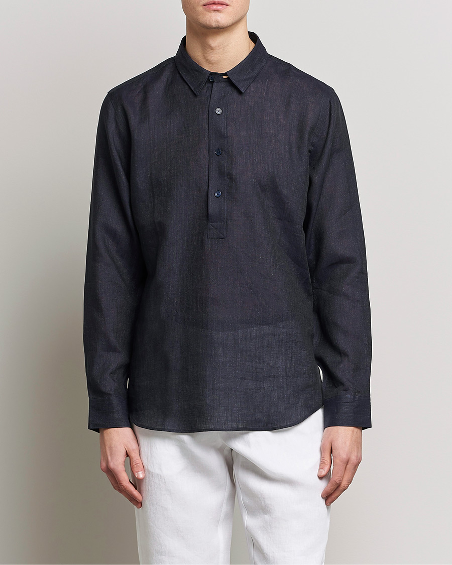 Herre |  | Orlebar Brown | Percy Smart Linen Shirt Dark Navy