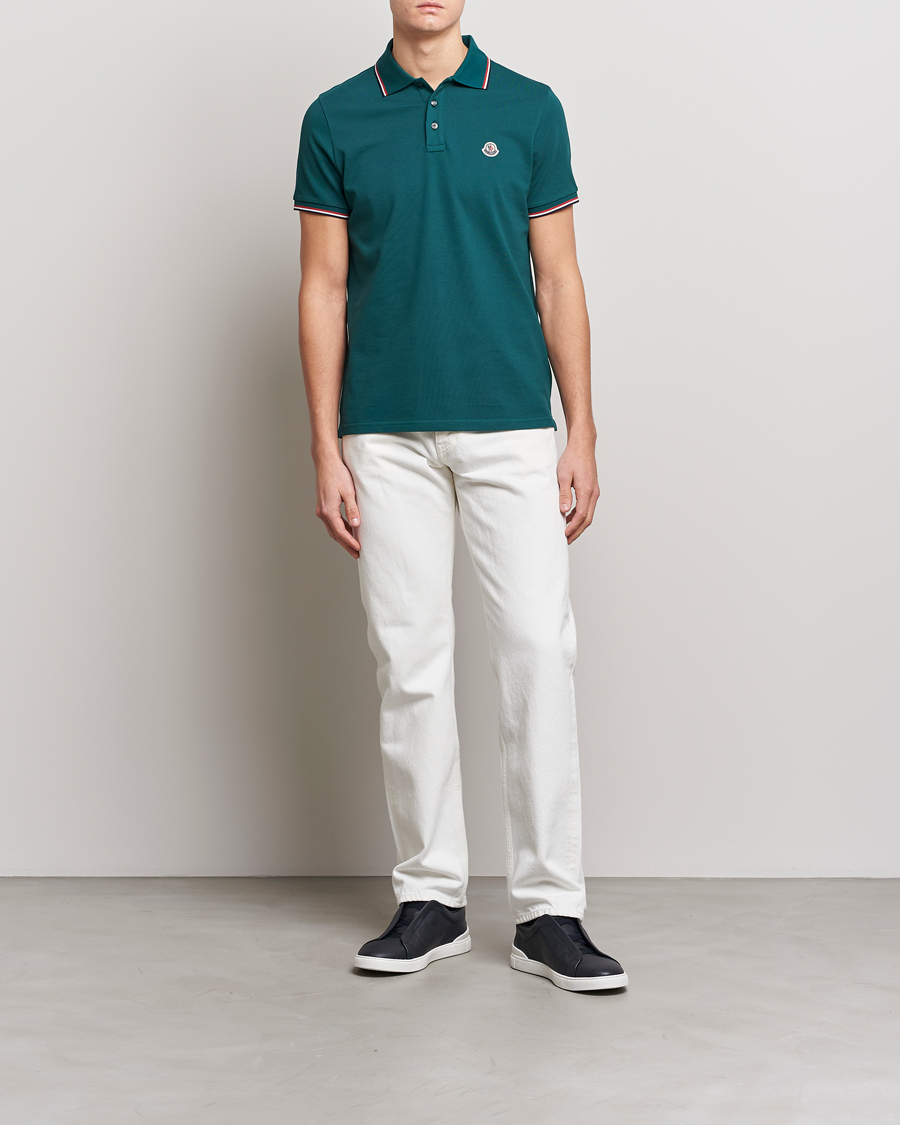 Herre | Pikéer | Moncler | Contrast Rib Polo Bottle Green