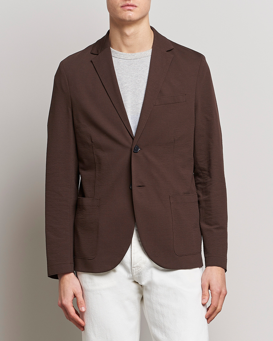 Herre | Dressjakker | Harris Wharf London | Coolmax Seersucker Blazer Brown