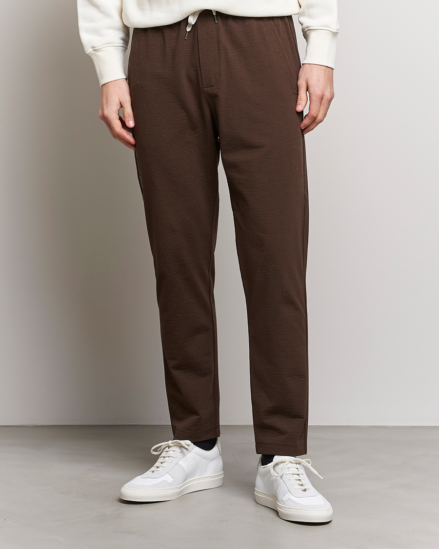Herre | Drawstringbukser | Harris Wharf London | Coolmax Seersucker Trouser Brown
