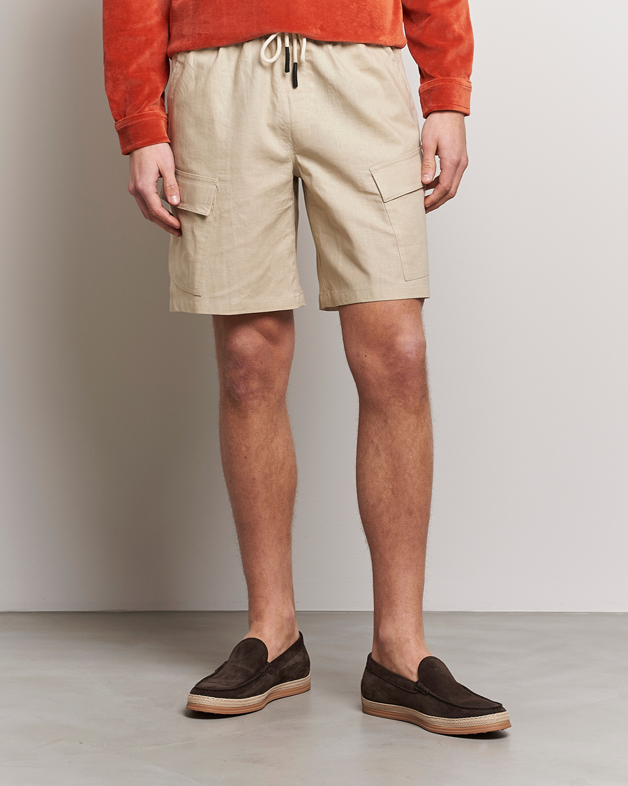 Herre | Cargoshorts | OAS | Cargo Linen Shorts Beige