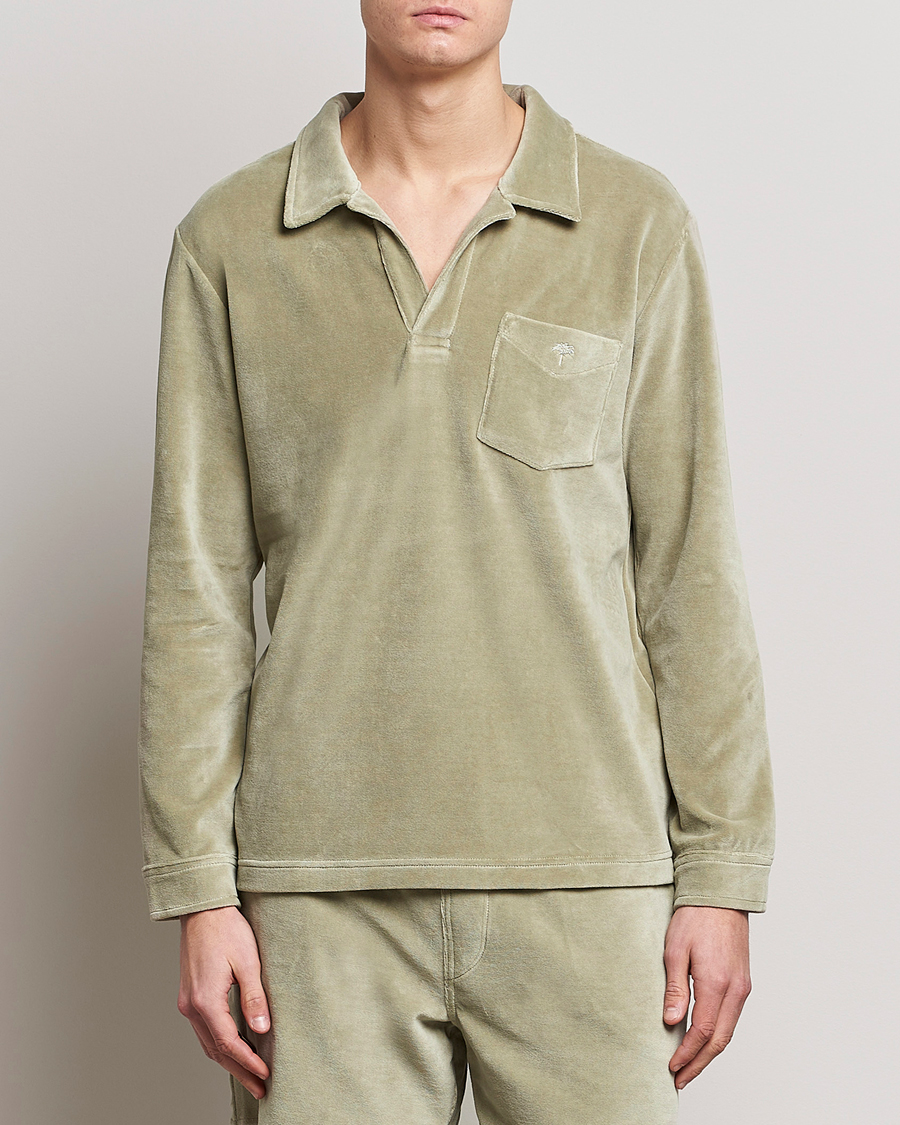 Herre |  | OAS | Long Sleeve Velour Shirt Washed Green