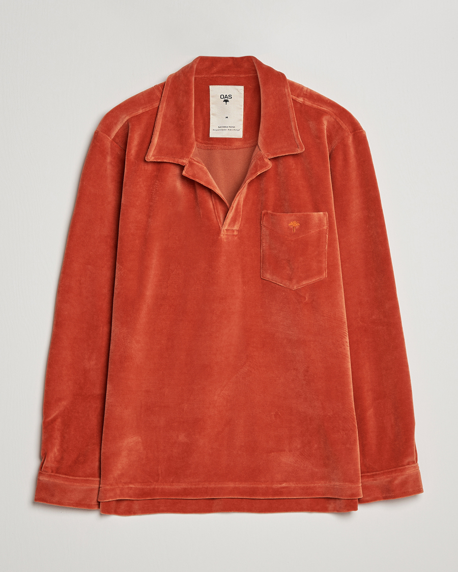 Herre | Skjorter | OAS | Long Sleeve Velour Shirt Burnt Orange