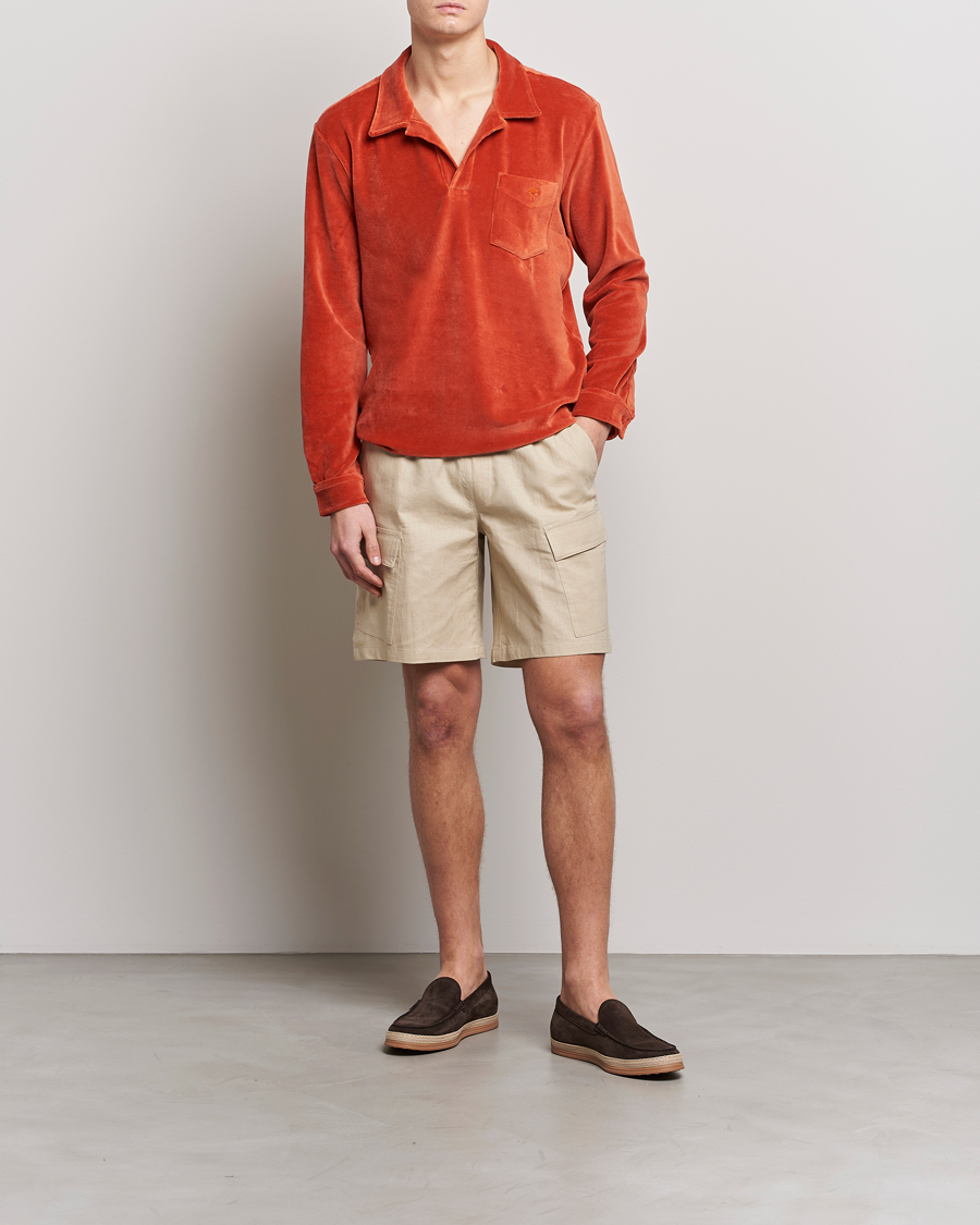 Herre | Skjorter | OAS | Long Sleeve Velour Shirt Burnt Orange