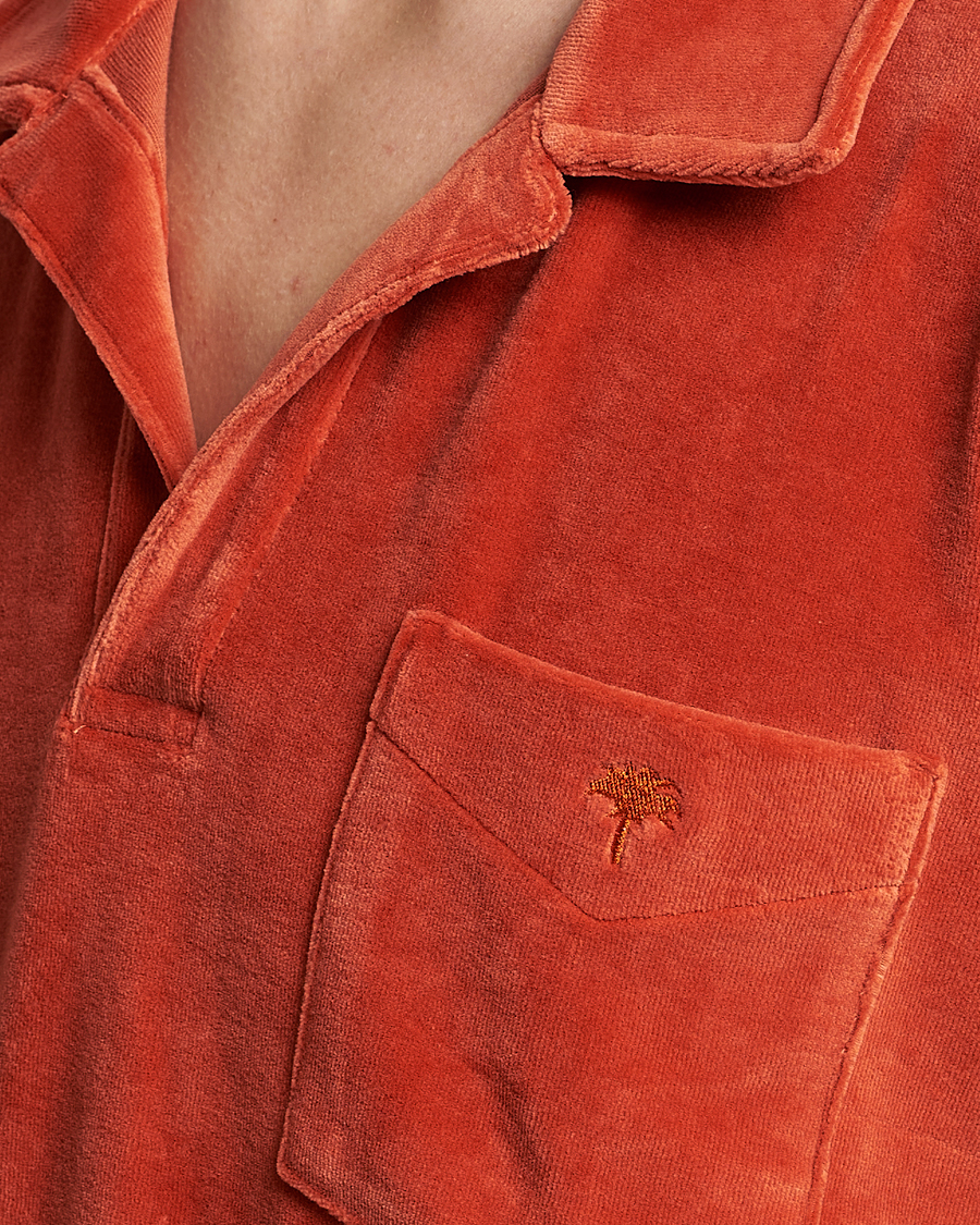 Herre | Skjorter | OAS | Long Sleeve Velour Shirt Burnt Orange