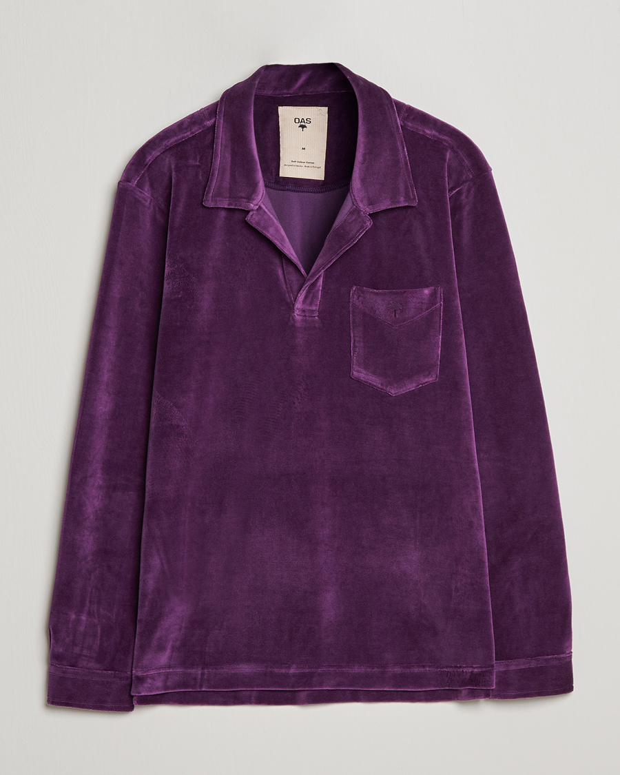 Herre | Skjorter | OAS | Long Sleeve Velour Shirt Purple