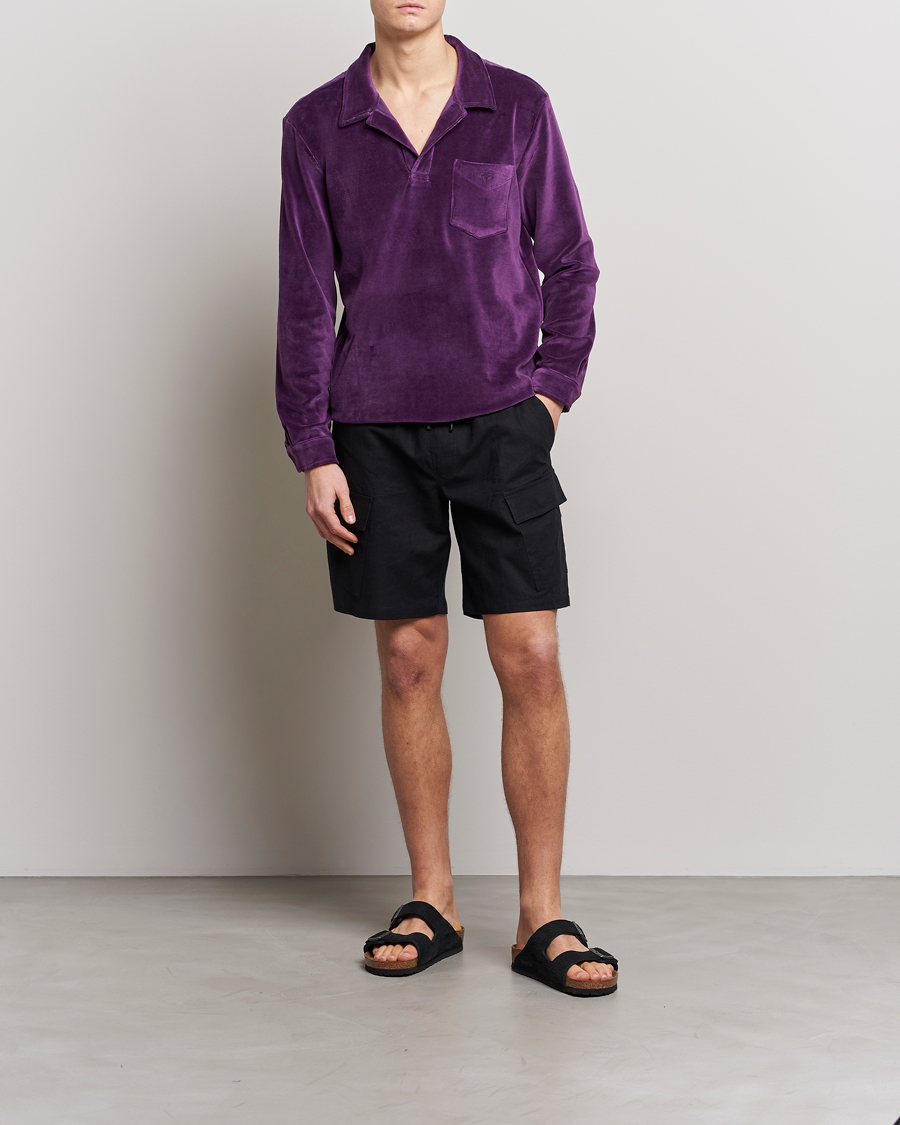 Herre | Skjorter | OAS | Long Sleeve Velour Shirt Purple