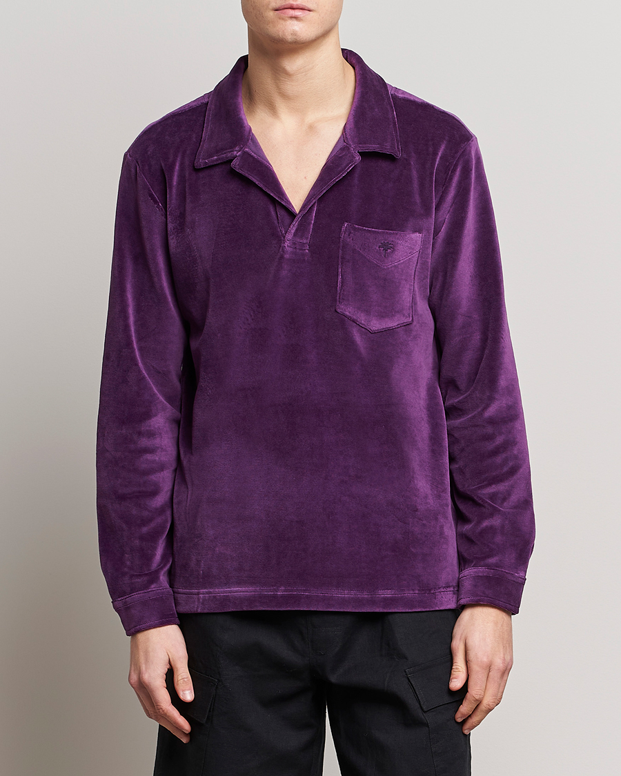 Herre | Skjorter | OAS | Long Sleeve Velour Shirt Purple