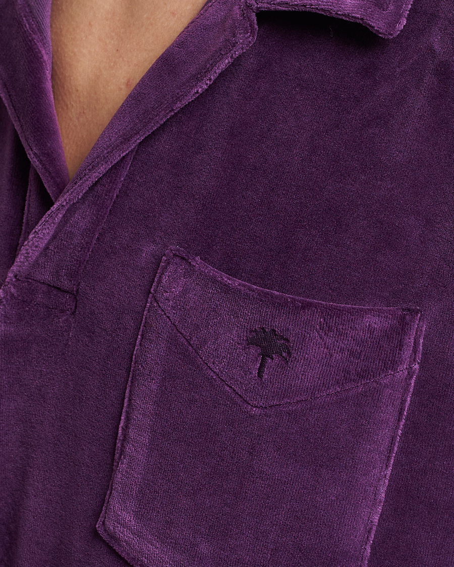 Herre | Skjorter | OAS | Long Sleeve Velour Shirt Purple