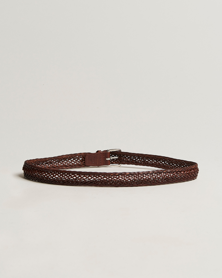 Herre |  | Orciani | Braided Leather Belt 3,5 cm Cognac