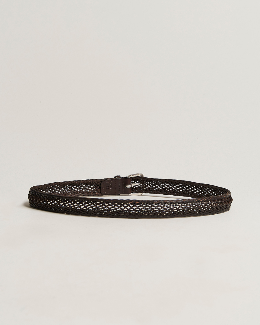 Herre |  | Orciani | Braided Leather Belt 3,5 cm Dark Brown