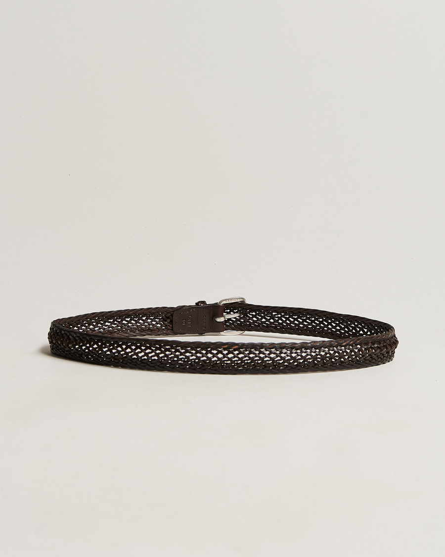 Herre | Orciani Braided Leather Belt 3,5 cm Dark Brown | Orciani | Braided Leather Belt 3,5 cm Dark Brown
