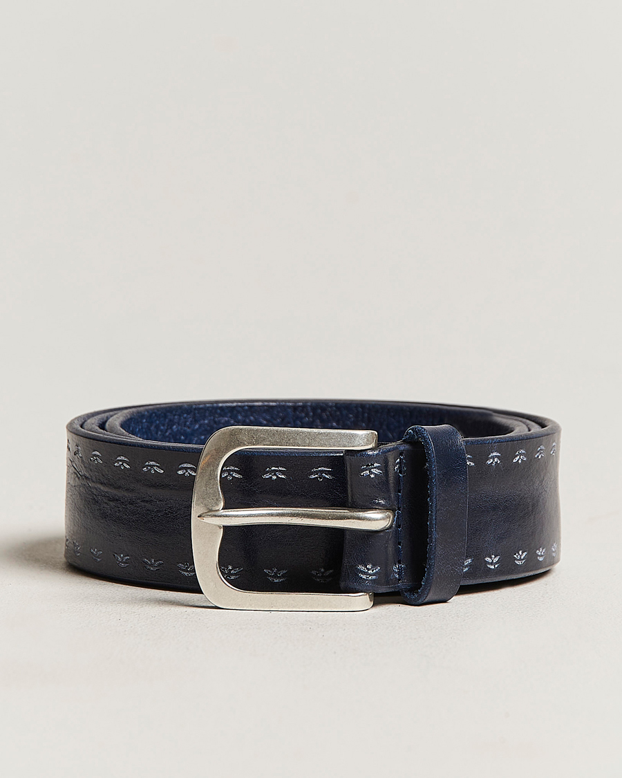 Herre | Orciani Hand Painted Leather Belt Navy | Orciani | Hand Painted Leather Belt Navy