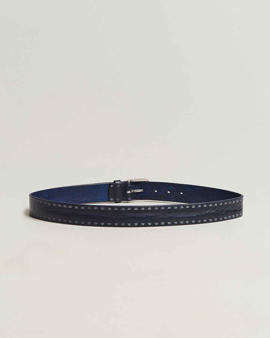 Herre |  | Orciani | Hand Painted Leather Belt Navy