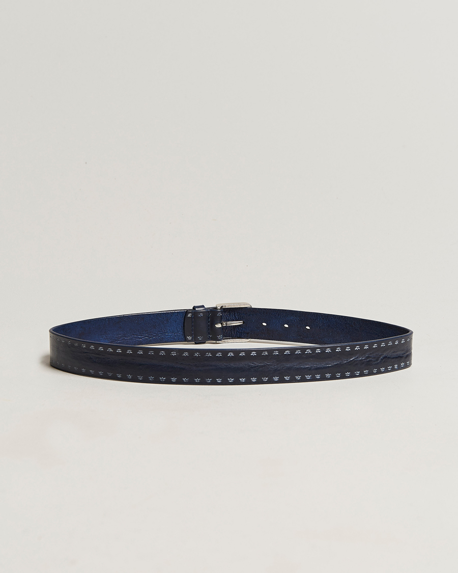 Herre | Orciani Hand Painted Leather Belt Navy | Orciani | Hand Painted Leather Belt Navy