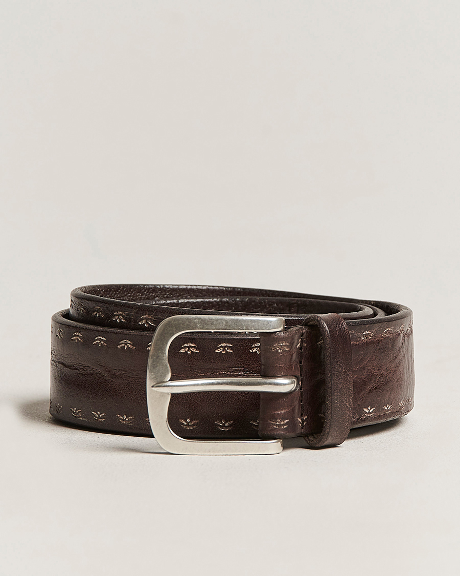 Herre | Orciani Hand Painted Leather Belt Dark Brown | Orciani | Hand Painted Leather Belt Dark Brown