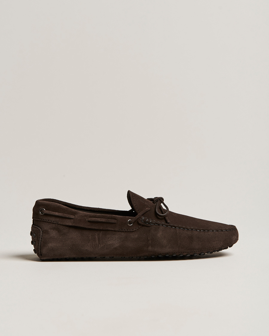 Herre | Tod's Laccetto Gommino Carshoe Dark Brown Suede | Tod's | Laccetto Gommino Carshoe Dark Brown Suede