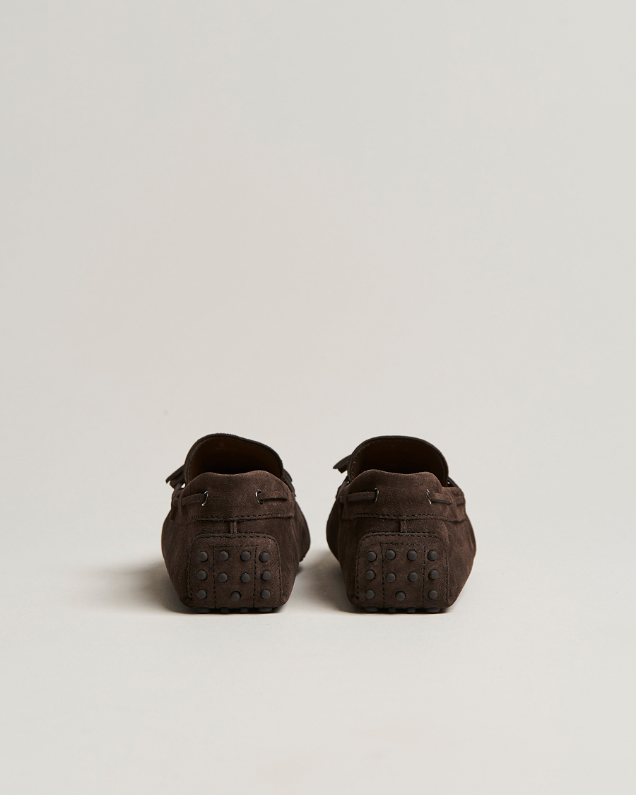 Herre | Tod's Laccetto Gommino Carshoe Dark Brown Suede | Tod's | Laccetto Gommino Carshoe Dark Brown Suede