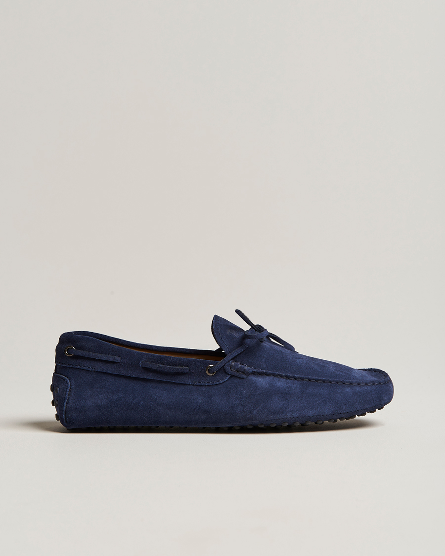 Herre | Tod's Laccetto Gommino Carshoe Navy Suede | Tod's | Laccetto Gommino Carshoe Navy Suede