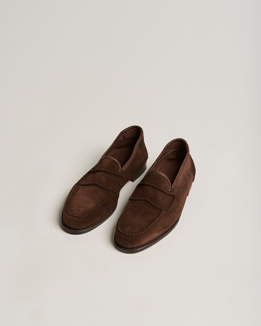 Herre |  | John Lobb | Bath Glove Suede Loafers Dark Brown