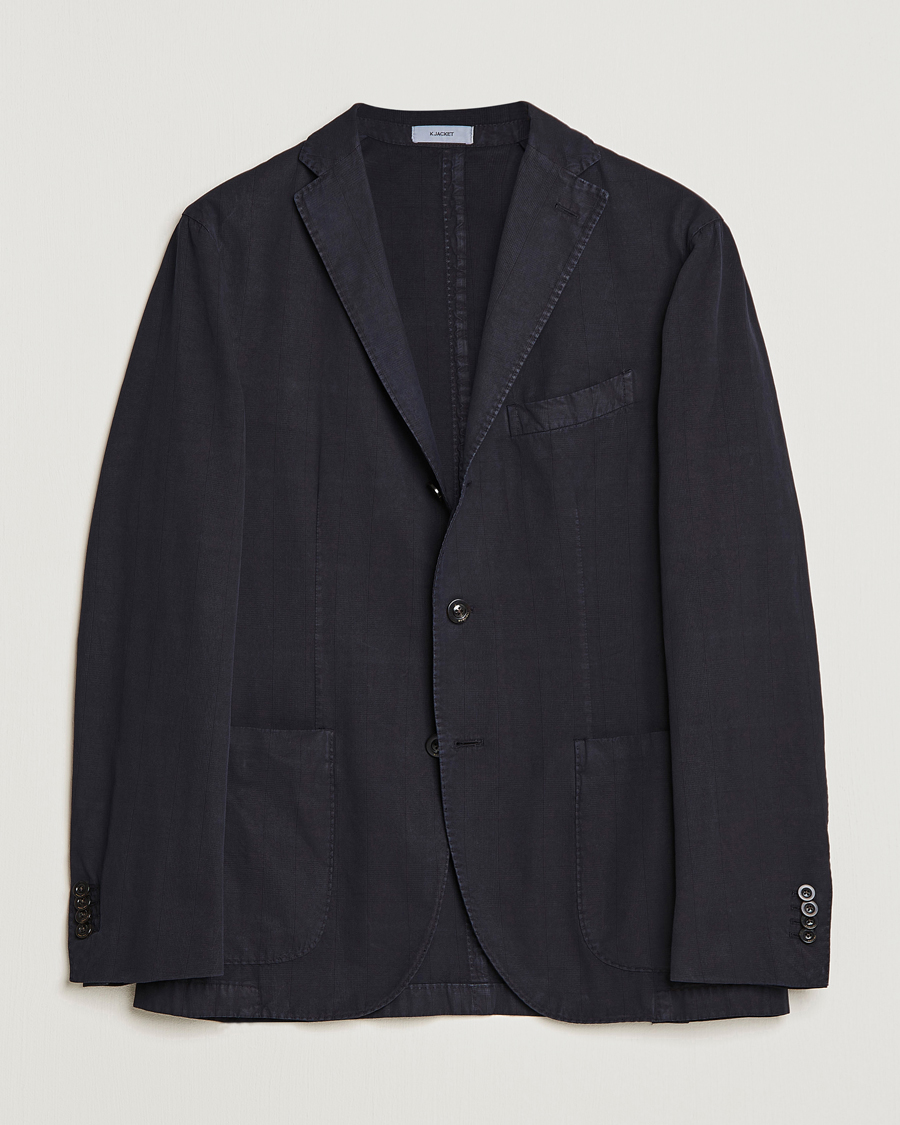 Herre | Dressjakker | Boglioli | Cotton/Silk Prince Of Wales Check Blazer Navy