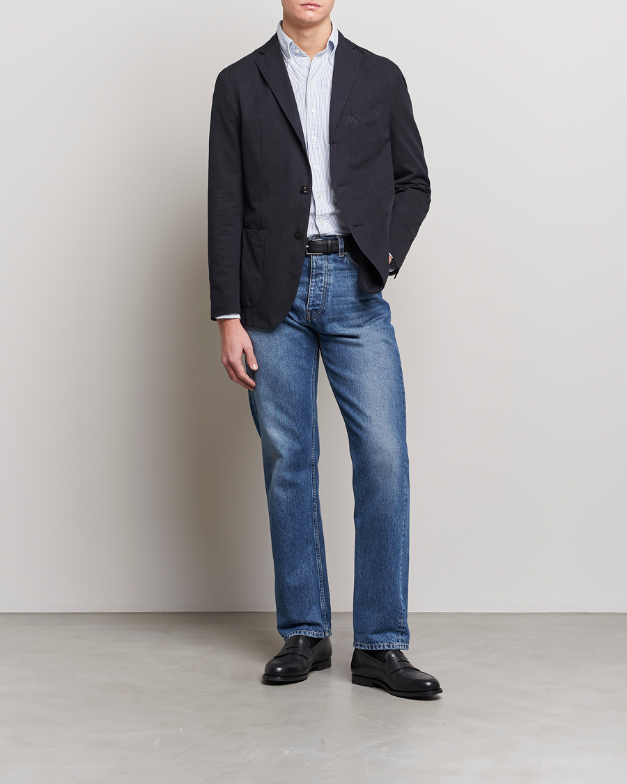 Herre | Dressjakker | Boglioli | Cotton/Silk Prince Of Wales Check Blazer Navy