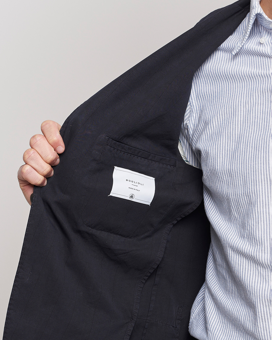 Herre | Dressjakker | Boglioli | Cotton/Silk Prince Of Wales Check Blazer Navy