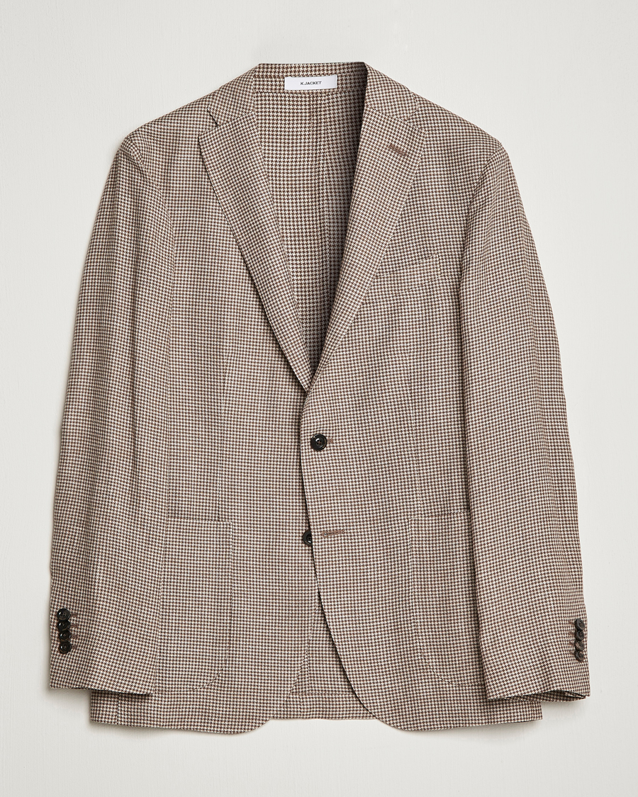 Herre | Dressjakker | Boglioli | Wool/Linen Houndstooth Blazer Beige