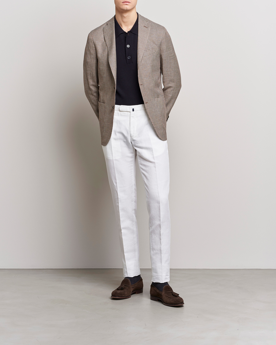 Herre | Dressjakker | Boglioli | Wool/Linen Houndstooth Blazer Beige