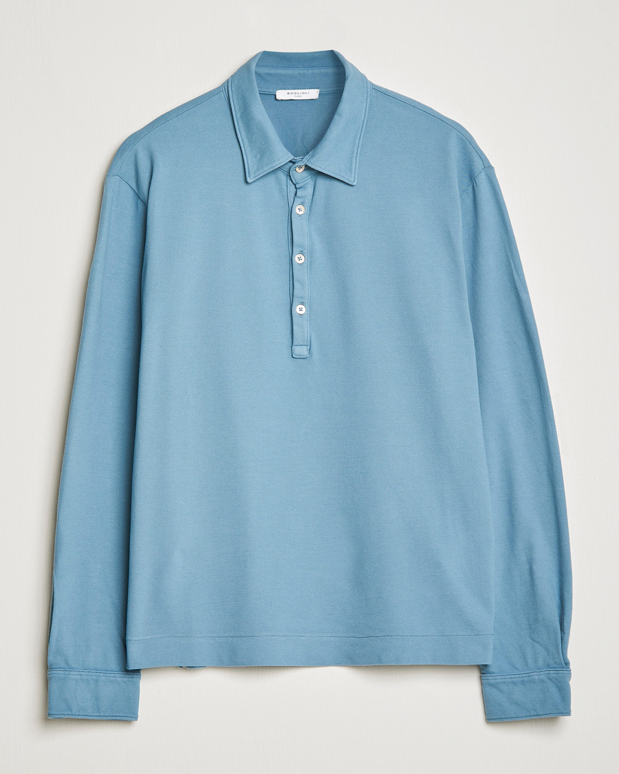 Herre | Gensere | Boglioli | Long Sleeve Polo Light Blue