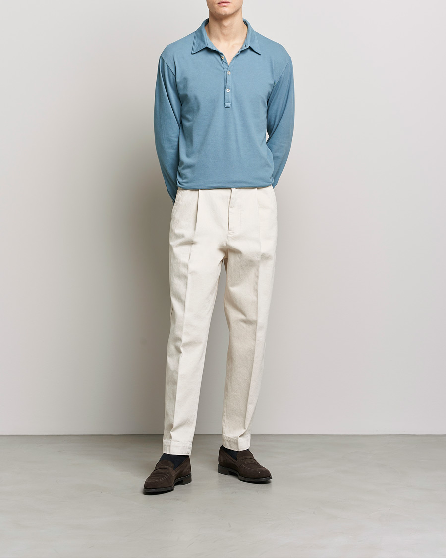 Herre | Gensere | Boglioli | Long Sleeve Polo Light Blue