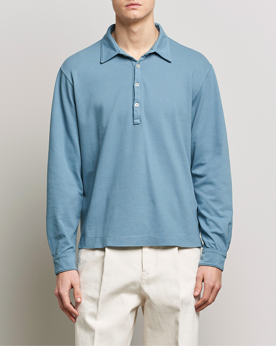 Herre |  | Boglioli | Long Sleeve Polo Light Blue