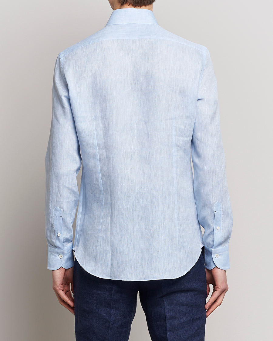 Herre | Skjorter | Mazzarelli | Soft Linen Button Down Shirt Light Blue