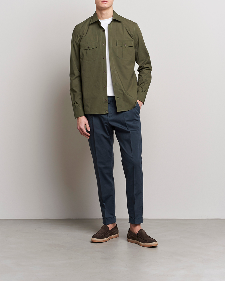 Herre | Skjorter | Mazzarelli | Safari Overshirt Olive