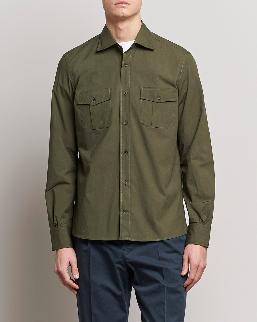 Herre | Skjorter | Mazzarelli | Safari Overshirt Olive