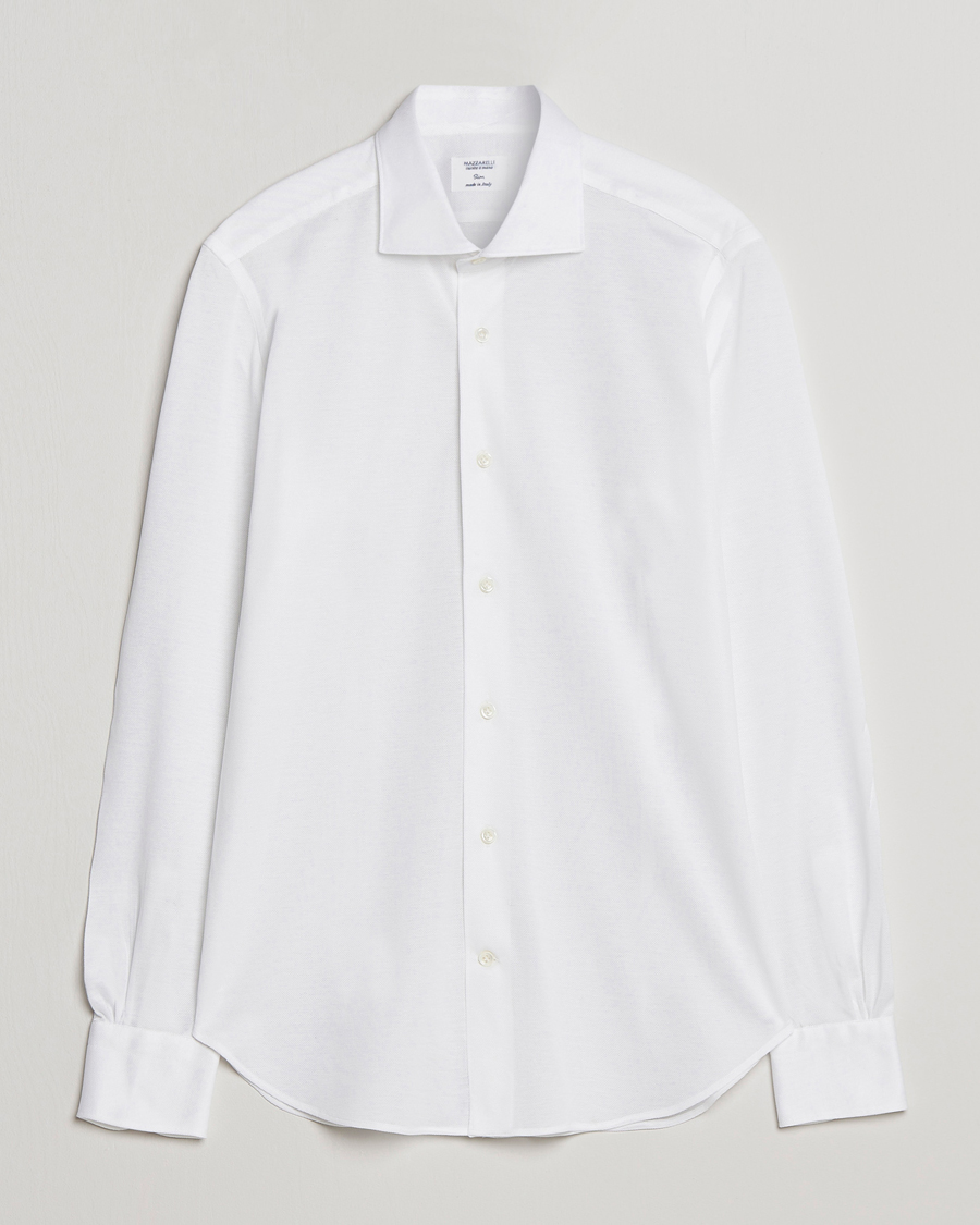 Herre | Skjorter | Mazzarelli | Soft Washed Piquet Shirt White