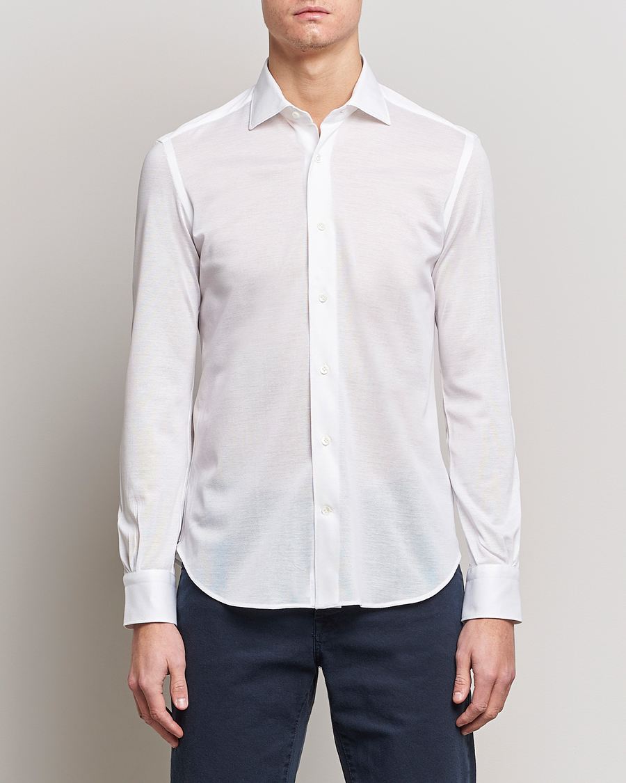 Herre | Pikéskjorter | Mazzarelli | Soft Washed Piquet Shirt White