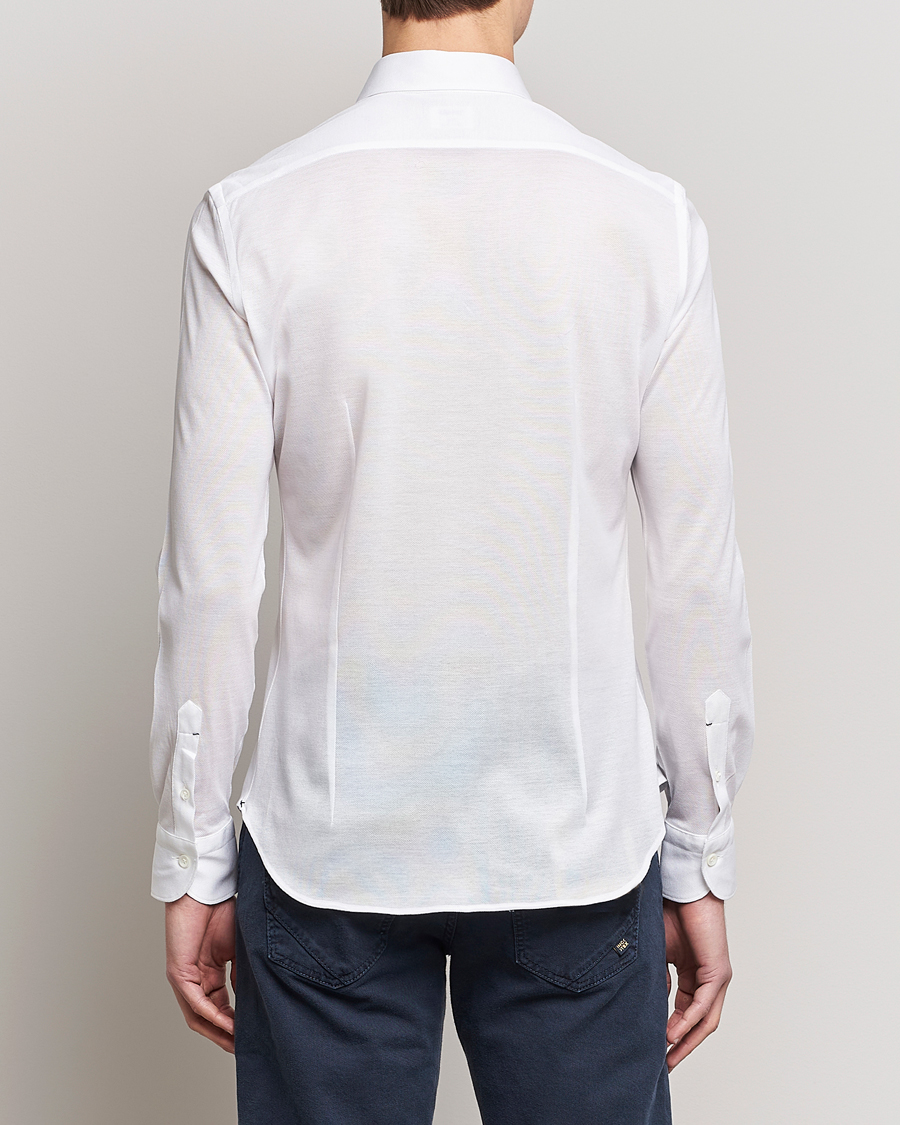 Herre | Skjorter | Mazzarelli | Soft Washed Piquet Shirt White