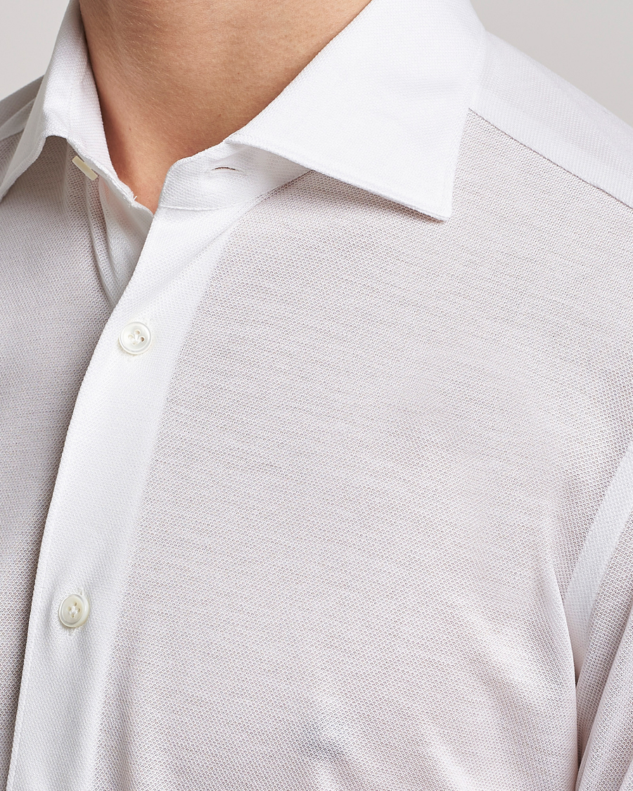 Herre | Skjorter | Mazzarelli | Soft Washed Piquet Shirt White