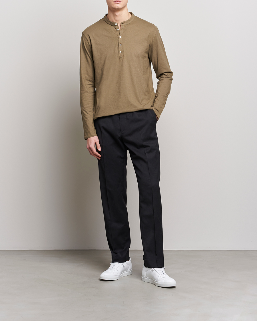 Herre | Gensere | Massimo Alba | Hawai Watercolor Henley Green Desert