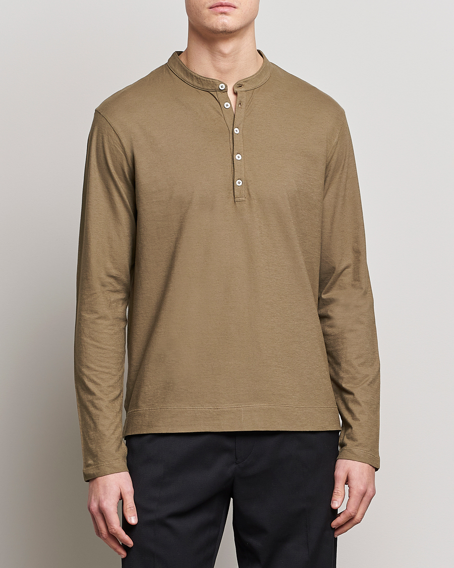 Herre | Gensere | Massimo Alba | Hawai Watercolor Henley Green Desert