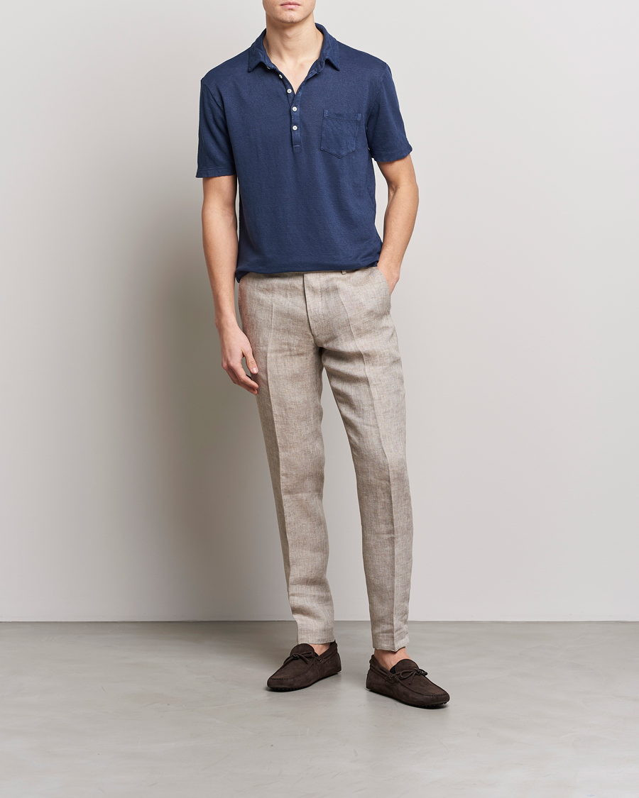 Herre | Pikéer | Massimo Alba | Wembley Linen Polo Navy