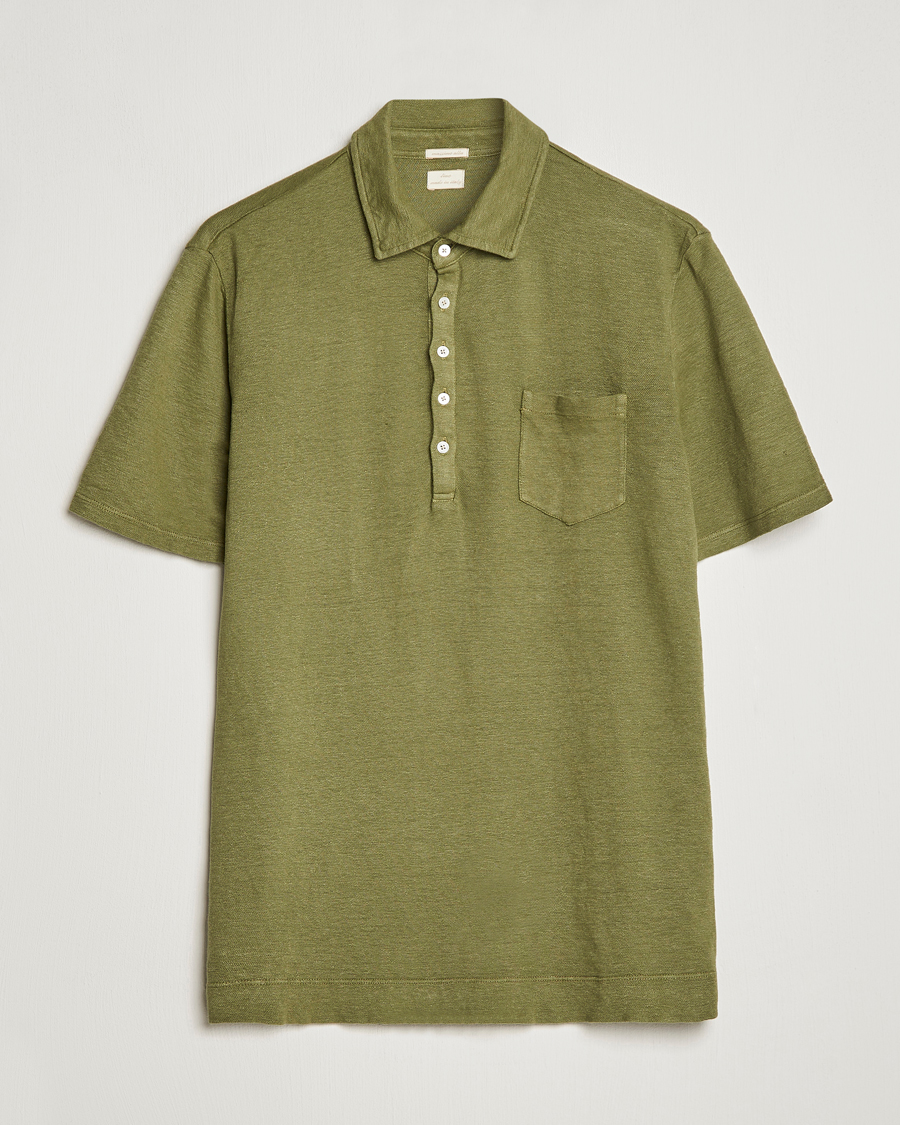 Herre | Pikéer | Massimo Alba | Wembley Linen Polo Green Desert