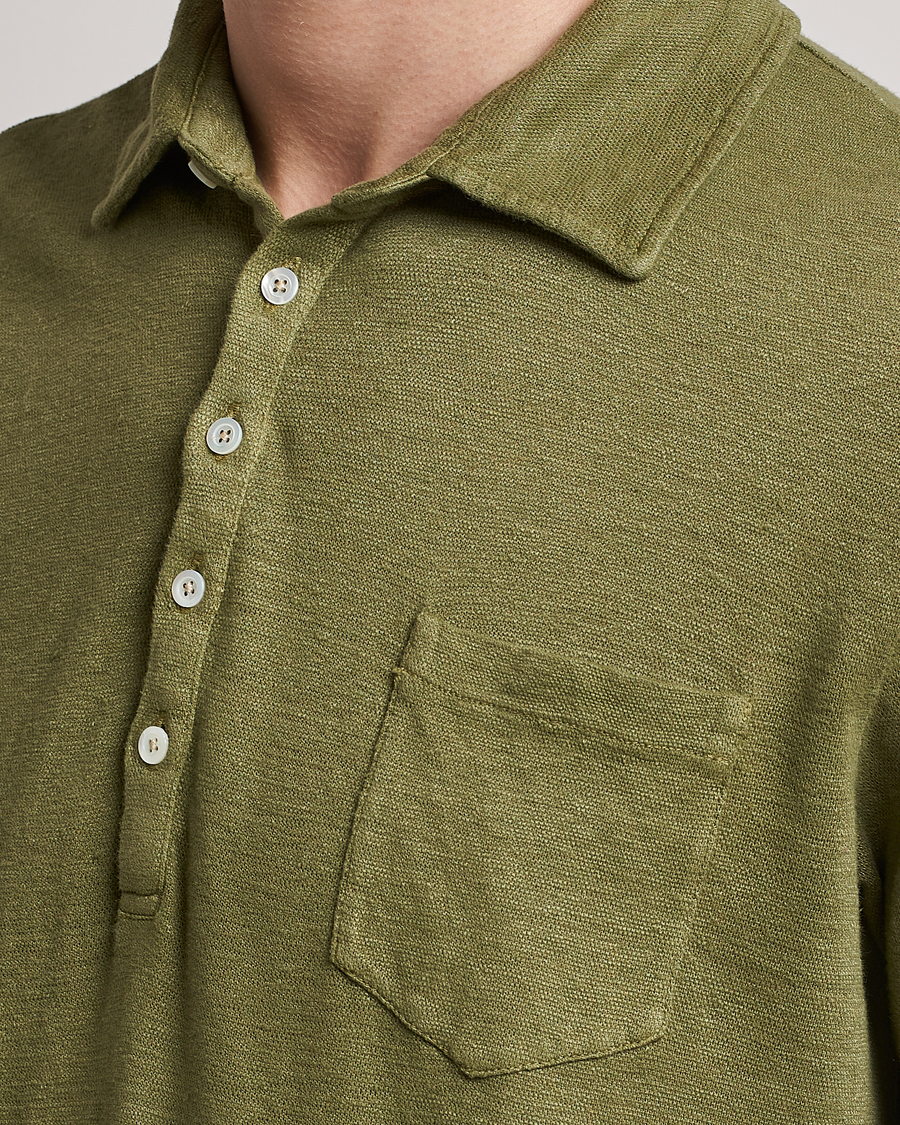 Herre | Pikéer | Massimo Alba | Wembley Linen Polo Green Desert