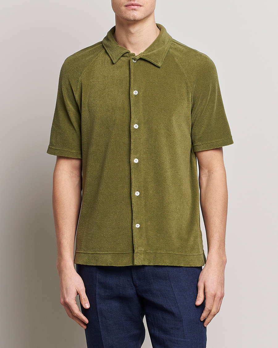 Herre |  | Massimo Alba | Terry Polo Shirt Green Desert