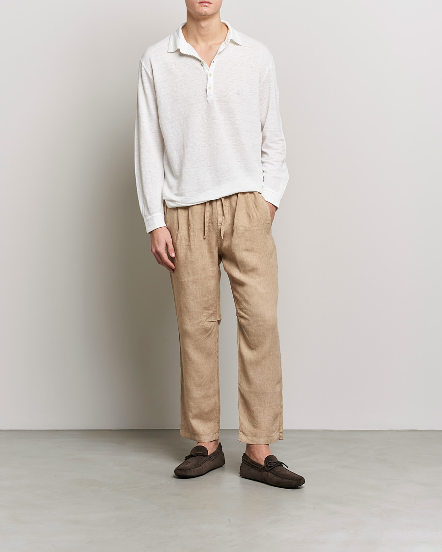 Herre | Bukser | Massimo Alba | Keywest Linen Drawstring Pants Sand